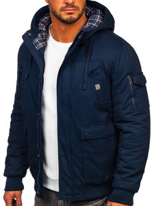 Chaqueta gruesa de invierno de algodón para hombre azul oscuro Bolf 1890