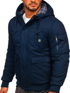 Chaqueta gruesa de invierno de algodón para hombre azul oscuro Bolf 1890