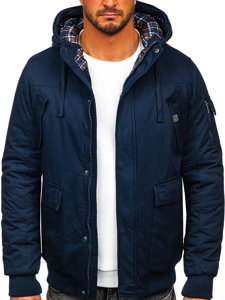 Chaqueta gruesa de invierno de algodón para hombre azul oscuro Bolf 1890