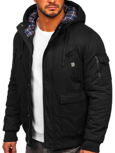 Chaqueta gruesa de invierno de algodón para hombre negro Bolf 1890