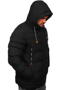 Chaqueta larga acolchada de invierno para hombre negro Bolf 22M53