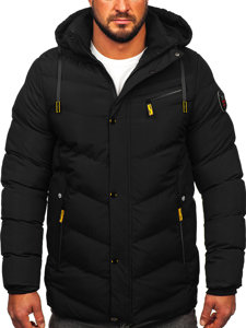 Chaqueta larga acolchada de invierno para hombre negro Bolf 22M59