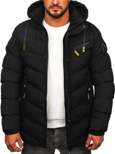 Chaqueta larga acolchada de invierno para hombre negro Bolf 22M59