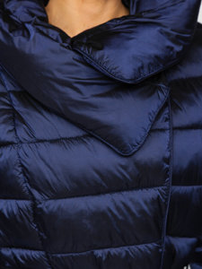 Chaqueta larga de invierno para mujer azul oscuro Bolf J9061