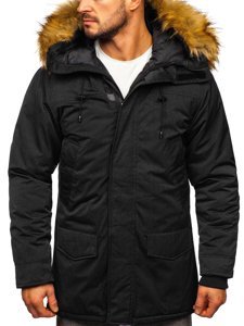 Chaqueta negra parka alaska de invierno para hombre Bolf HZ8109