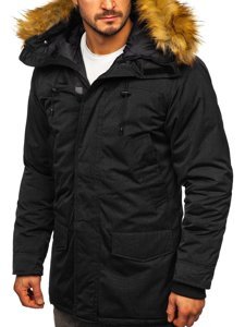 Chaqueta negra parka alaska de invierno para hombre Bolf HZ8109