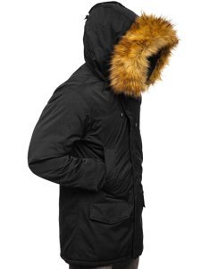 Chaqueta negra parka alaska de invierno para hombre Bolf HZ8109