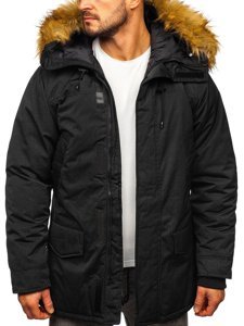 Chaqueta negra parka alaska de invierno para hombre Bolf HZ8109