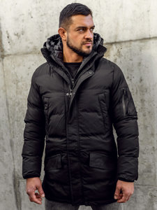 Chaqueta parka acolchada de invierno para hombre negro Bolf 5M790