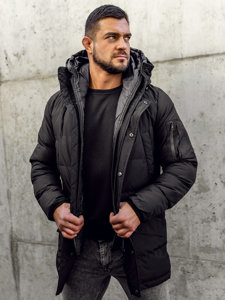 Chaqueta parka acolchada de invierno para hombre negro Bolf 5M790