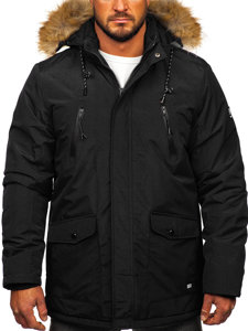 Chaqueta parka alaska de invierno para hombre negro Bolf WX032