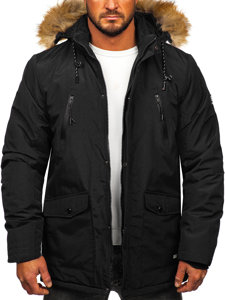 Chaqueta parka alaska de invierno para hombre negro Bolf WX032