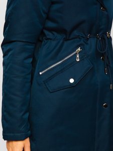 Chaqueta parka con capucha de invierno para mujer azul oscuro Bolf 5M762