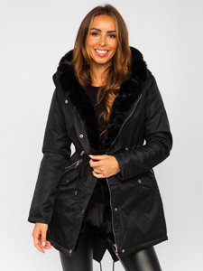 Chaqueta parka con capucha de invierno para mujer negro Bolf 5M762