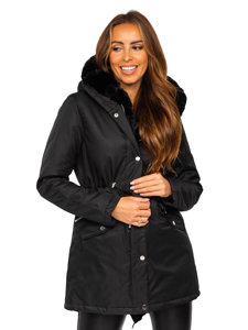 Chaqueta parka con capucha de invierno para mujer negro Bolf 5M762