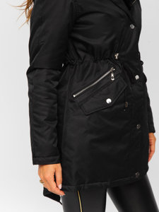 Chaqueta parka con capucha de invierno para mujer negro Bolf 5M762