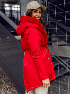 Chaqueta parka con capucha de invierno para mujer rojo Bolf 5M762