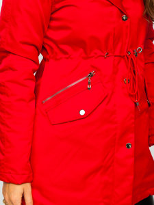 Chaqueta parka con capucha de invierno para mujer rojo Bolf 5M762