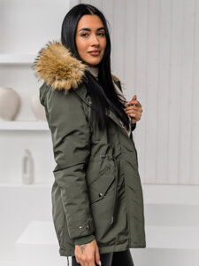 Chaqueta parka de invierno con capucha 2en1 para mujer caqui Bolf 16M9199A1