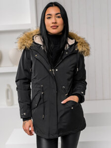 Chaqueta parka de invierno con capucha 2en1 para mujer negro Bolf 16M9199A1