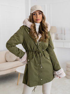 Chaqueta parka de invierno con capucha para mujer caqui Bolf 5M3187