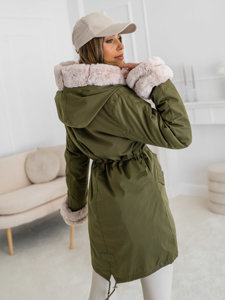 Chaqueta parka de invierno con capucha para mujer caqui Bolf 5M3187