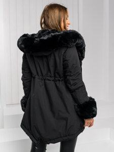 Chaqueta parka de invierno con capucha para mujer negro Bolf 11Z8085