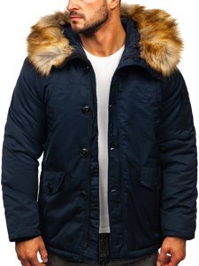 Chaqueta parka de invierno para hombre alaska color azul oscuro Bolf JK355