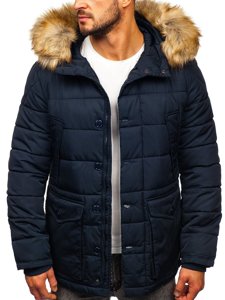 Chaqueta parka de invierno para hombre alaska color azul oscuro Bolf JK361