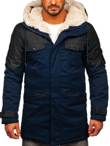 Chaqueta parka de invierno para hombre azul oscuro Bolf 22M116