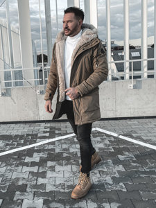 Chaqueta parka de invierno para hombre color camel Bolf M120