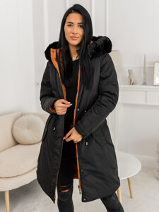 Chaqueta parka de invierno reversible con capucha para mujer negro Bolf 16M9159