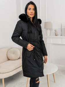 Chaqueta parka de invierno reversible con capucha para mujer negro Bolf 16M9159