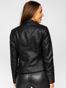 Chaqueta ramonera de cuero ecológico negro para mujer Bolf 11Z8030