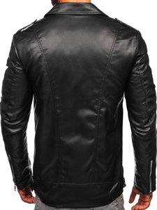 Chaqueta ramonera de cuero para hombre negro Bolf 11Z8014