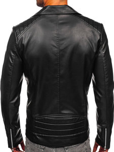 Chaqueta ramonera de cuero para hombre negro Bolf 11Z8056