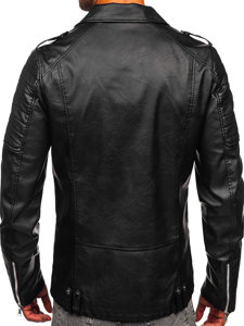 Chaqueta ramonera de cuero para hombre negro Bolf 11Z8065