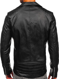 Chaqueta ramonera de cuero para hombre negro Bolf 11Z8067