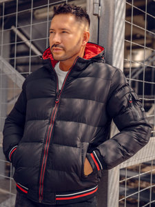 Chaqueta reversible y acolchada de invierno para hombre negro y rojo Bolf 7410A