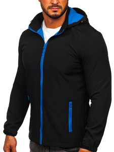 Chaqueta softshell de entretiempo para hombre negro y azul Bolf HH017