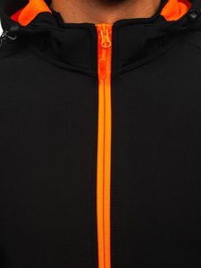 Chaqueta softshell de entretiempo para hombre negro y naranja Bolf HH017