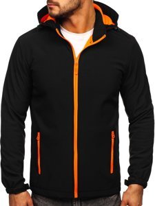 Chaqueta softshell de entretiempo para hombre negro y naranja Bolf HH017