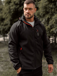 Chaqueta softshell de entretiempo para hombre negro y naranja Bolf WX088A