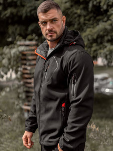 Chaqueta softshell de entretiempo para hombre negro y naranja Bolf WX088A