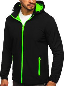 Chaqueta softshell de entretiempo para hombre negro y verde Bolf HH017