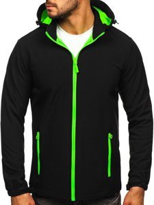 Chaqueta softshell de entretiempo para hombre negro y verde Bolf HH017