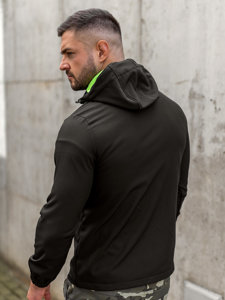 Chaqueta softshell de entretiempo para hombre negro y verde Bolf HH017A