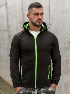 Chaqueta softshell de entretiempo para hombre negro y verde Bolf HH017A