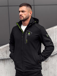 Chaqueta softshell de entretiempo para hombre negro y verde Bolf WX085