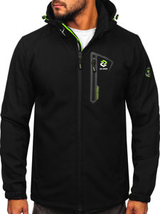 Chaqueta softshell de entretiempo para hombre negro y verde Bolf WX085